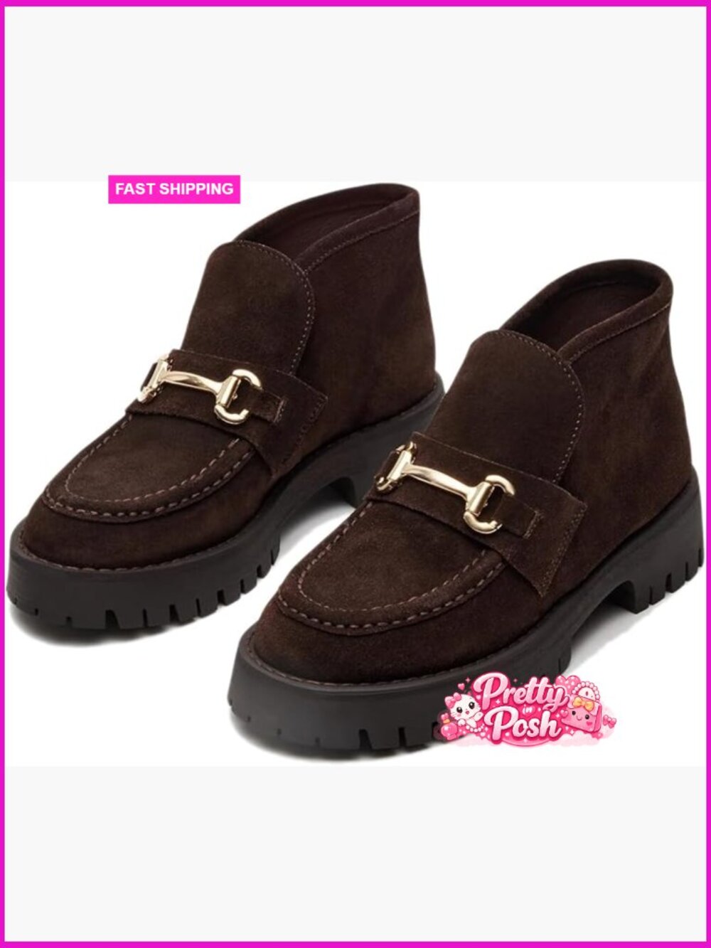 Women's Platform Ankle Boots Round Toe Chunky Heel Booties Slip On Comfortable